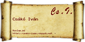 Csákó Iván névjegykártya